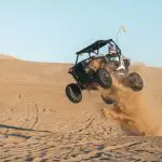 UTV jumping in desert