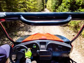 POV novice is driving a UTV